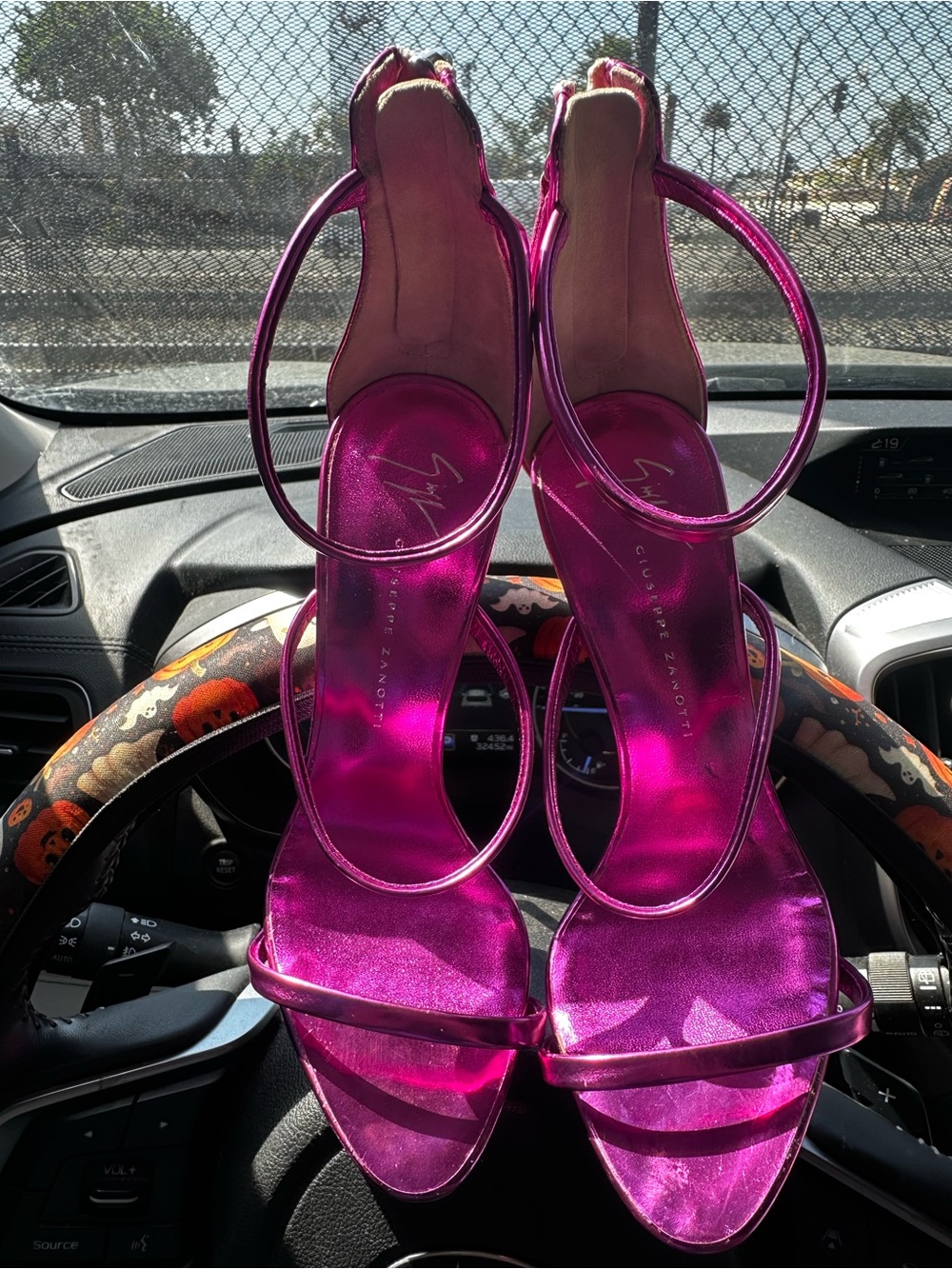 Giuseppe Zanotti Metallic Fuchsia Strappy High Heels